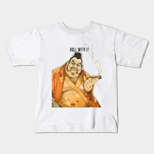 Puff Sumo: Roll With It and Chill on a light (Knocked Out) background Kids T-Shirt